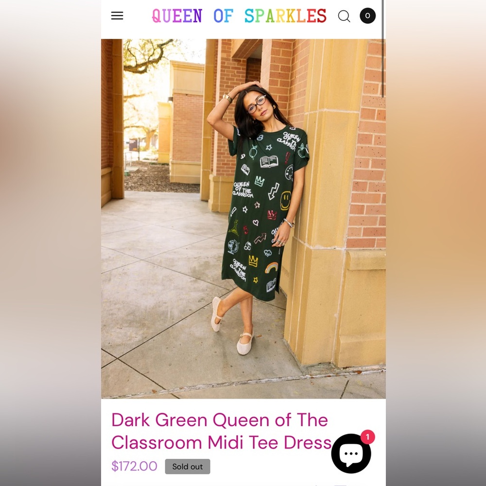 Dark Green QUEEN OF SPARKLES Queen of the Classroom Midi Dress